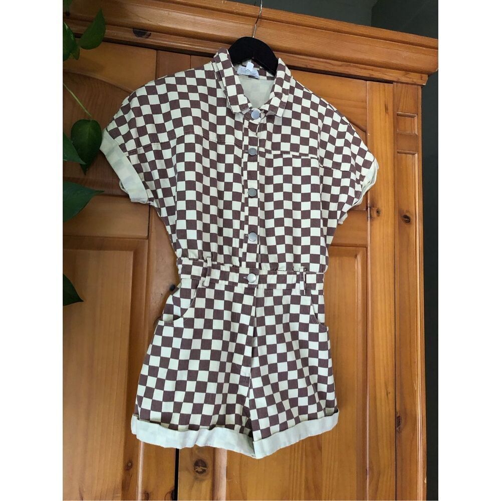 Day+Moon Checkered Print Button Down Rolled Cuff … - image 4